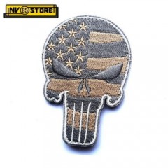 Patch Ricamata SKULL Sniper Punisher USA 9 x 6 cm Militare Grey con Velcrogrip