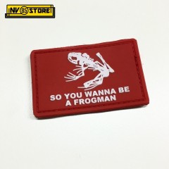 Patch PVC FROG Navy Seals Frogman 8x5cm Militare Softair Rosso con Velcrogrip