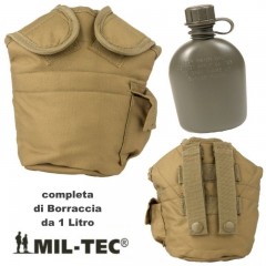 Borraccia 1 Litro con Cover Imbottita MIL-TEC Originale Made in USA Ermetica TAN