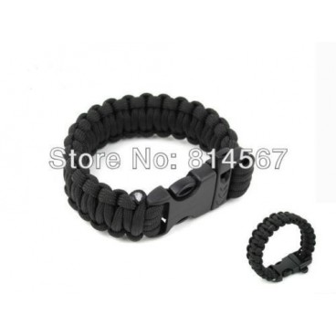 BRACCIALE BRACCIALETTO CORDA TRECCIA PARACORD 23cm CON FISCHIETTO SOS