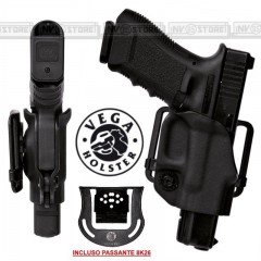 Fondina Half VEGA HOLSTER in POLIMERO "GLOCK 17-19-22-23-26-28" Passanti INCLUSI