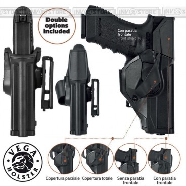 Fondina VEGA HOLSTER CAMA CCH8 POLIMERO per GLOCK 17-22 con Sicura Clip INCLUSA