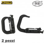 SET 2 PZ. MOSCHETTONE MOLLE CARABINER ABS MFH MILITARE SOFTAIR SURVIVOR VERDE