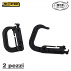 SET 2 PZ. MOSCHETTONE MOLLE CARABINER ABS MFH MILITARE SOFTAIR SURVIVOR NERO BK