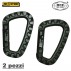 SET 2 PEZZI MOSCHETTONE CARABINER ABS MFH MILITARE SOFTAIR SURVIVOR CHIAVI VERDE