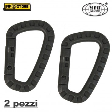 SET 2 PZ. MOSCHETTONE CARABINER ABS MFH MILITARE SOFTAIR SURVIVOR CHIAVI FOLIAGE