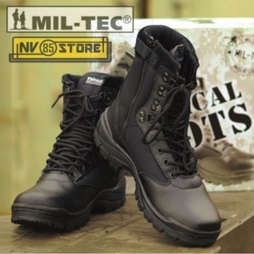 Stivali Anfibi Militari Boots Security MILTEC Thinsulate 3M Pelle Leather ZIP BK