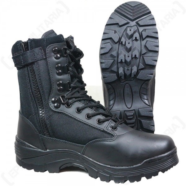 Stivali Anfibi Militari Boots Security MILTEC Thinsulate 3M Pelle Leather  ZIP BK - nv85store