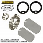 Set 2 Pezzi Piastrina Militare US Dog Tag MFH + Catenina e Protezione in gomma S