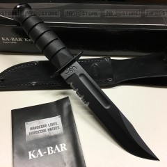 KNIFE COLTELLO KA-BAR FILO COMBINATO **ORIGINALE 100% MADE IN USA** FODERO CUOIO