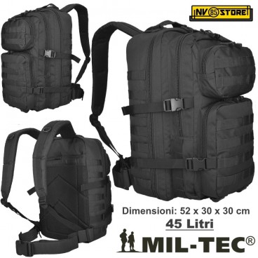 ZAINO TATTICO INCURSORE MIL-TEC MILTEC ASSAULT 45-50 LITRI NERO BLACK SOFTAIR 