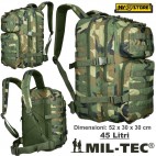 ZAINO TATTICO INCURSORE MIL-TEC ASSAULT 45-50 LITRI WOODLAND SOFTAIR CAMPING