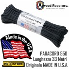 Cordino PARACORD 550 AtWood Rope MFG 33 Metri 250 Kg Originale Made in USA BK
