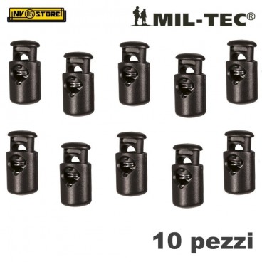 Set 10 Pezzi di Cord Stopper MILTEC Ferma Cavo con Molla per Cordino PARACORD BK