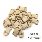 Set 10 Pezzi Clip Plastic Buckle 15mm Chiusura per Braccialetti Cord PARACORD KH
