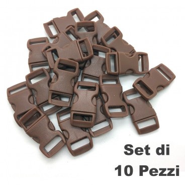 Set 10 Pezzi Clip Plastic Buckle 15mm Chiusura per Braccialetti Cord PARACORD BR