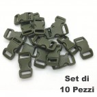 Set 10 Pezzi Clip Plastic Buckle 15mm Chiusura per Braccialetti Cord PARACORD OD