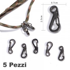 Set 5 Pezzi Mini Moschettone Inox Portachiavi Chiusura Braccialetti PARACORD GY