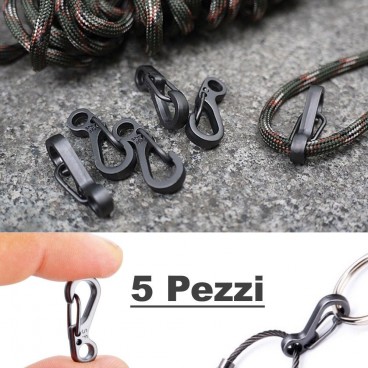 Set 5 Pezzi Mini Moschettone Inox Portachiavi Chiusura Braccialetti PARACORD GN