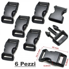 Set 6 Pezzi Clip Plastic Buckle 23mm Chiusura per Braccialetti Cord PARACORD BK