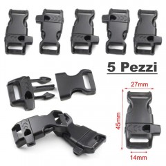 Set 5 Pezzi Clip Plastic Buckle Fischietto 27mm Chiusura Braccialetti PARACORD B