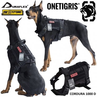 Pettorina Cani K9 OneTigris Militare Sistema MOLLE Cordura 1000D Clip D-flex BK