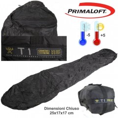Sacco a Pelo Sleeping Bag T1 TAS Temperatura -5 Extreme PRIMALOFT e TEFLON Black