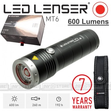 TORCIA LED LENSER Torch MT6 OUTDOOR 600 Lumens REALI 260 METRI +Batterie INCLUSE