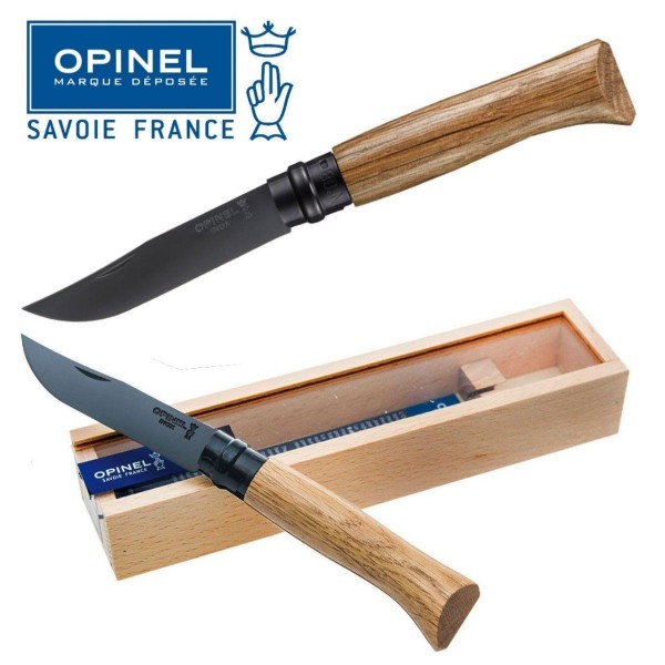 KNIFE OPINEL N° 8 BLACK EDITION COLTELLO DA LAVORO CACCIA PESCA SURVIVOR  FOLDING - nv85store
