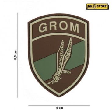 Patch in PVC Forze Speciali GROM 8,5 x 6 cm OD Militare Softair con Velcrogrip