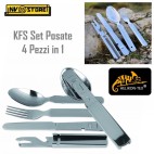 Set di Posate 4 Pezzi in 1 Acciaio Inox HELIKON-TEX Coltello Forchetta Cucchiaio