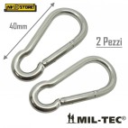 Set 2 Pezzi Moschettone 4 cm in ACCIAIO INOX Carabiner Stainless Steel MILTEC