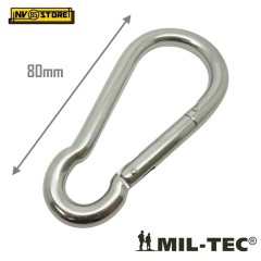 Set 2 Pezzi Moschettone 8 cm in ACCIAIO INOX Carabiner Stainless Steel MILTEC