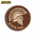 Patch Ricamata Spartan Molon Labe Elmo Spartano Diametro 8 cm Militare Velcr TAN