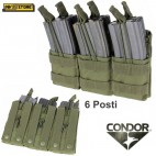 PORTA CARICATORE RAPIDO TRIPLO 6 POSTI CONDOR MA44 PER M4 MOLLE SOFTAIR VERDE OD