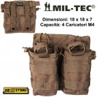 PORTA CARICATORI RAPIDO DOPPIO 4 POSTI MIL-TEC MILTEC PER M4 SOFTAIR Coyote TAN