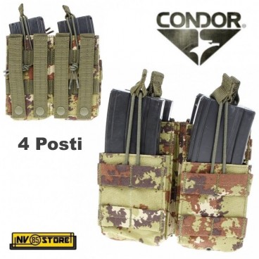 PORTA CARICATORI 556 M4 RAPIDO DOPPIO 4 POSTI CONDOR MA43 MILITARE SOFTAIR VEGETATO ITA