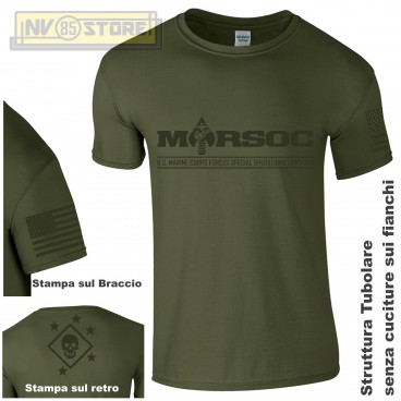 Maglia T-SHIRT Militare MARSOC Special Forces Marine Corps USMC Maglietta Uomo V