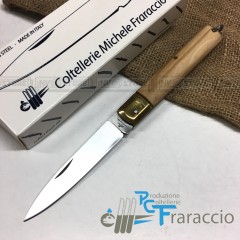 COLTELLO SFILATO SICILIANO ARTIGIANALE FRARACCIO MADE IN ITALY OLIVO-OTTONE 19cm