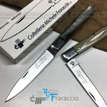 Coltello Artigianale FRARACCIO Sfilato Siciliano MADE IN ITALY Manico CORNO 21 cm