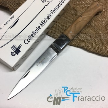 Coltello Artigianale FRARACCIO Caltagirone MADE IN ITALY Manico Olivo Testa INOX 23 cm