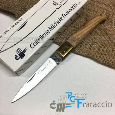 Coltello Artigianale FRARACCIO Caltagirone MADE IN ITALY Manico Olivo Testa OTTONE 20 cm