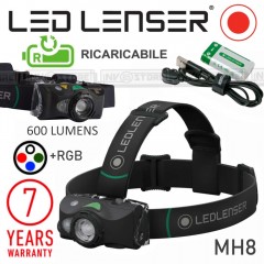 Torcia Frontale LED LENSER Torch MH7 RICARICABILE 600 Lumens 200 Mt + Batteria