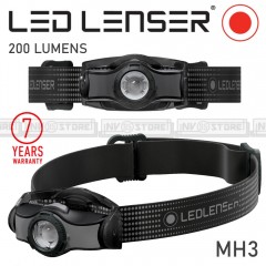 Torcia Frontale LED LENSER Torch MH3 OUTDOOR 200 Lumens 130 METRI + Batterie GY