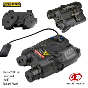 AN-PEQ 15 Element Torcia Led + Puntatore Laser Red + Led IR + Comando Remoto Black