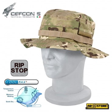 Cappello Berretto Boonie Hat Jungle DEFCON 5 in RIPSTOP e COOLMAX Vegetato ITA