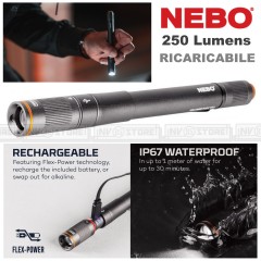 Torcia da Bici NEBO ARC500 BIKE LIGHT Ricaricabile LED 500 Lumens + COB LED
