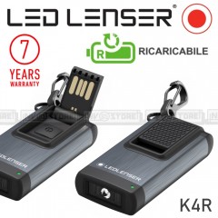 Mini Torcia Portachiavi LED LENSER Torch K4R RICARICABILE USB 120 Lumen 30 Metri