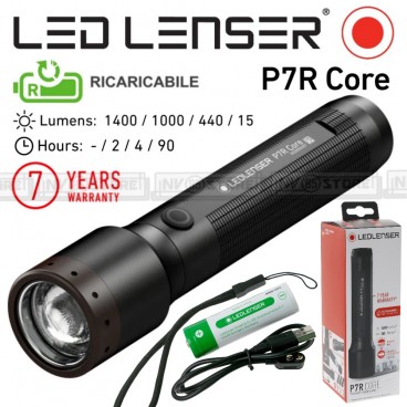 TORCIA LED LENSER Torch P7R CORE Ricaricabile 1400 Lumens Fascio 300 Metri