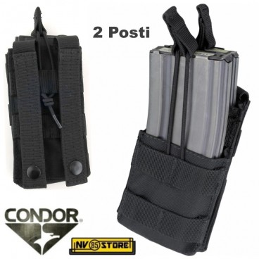 PORTA CARICATORE RAPIDO DOPPIO 2 POSTI CONDOR MA42 PER M4 SOFTAIR NERO BLACK